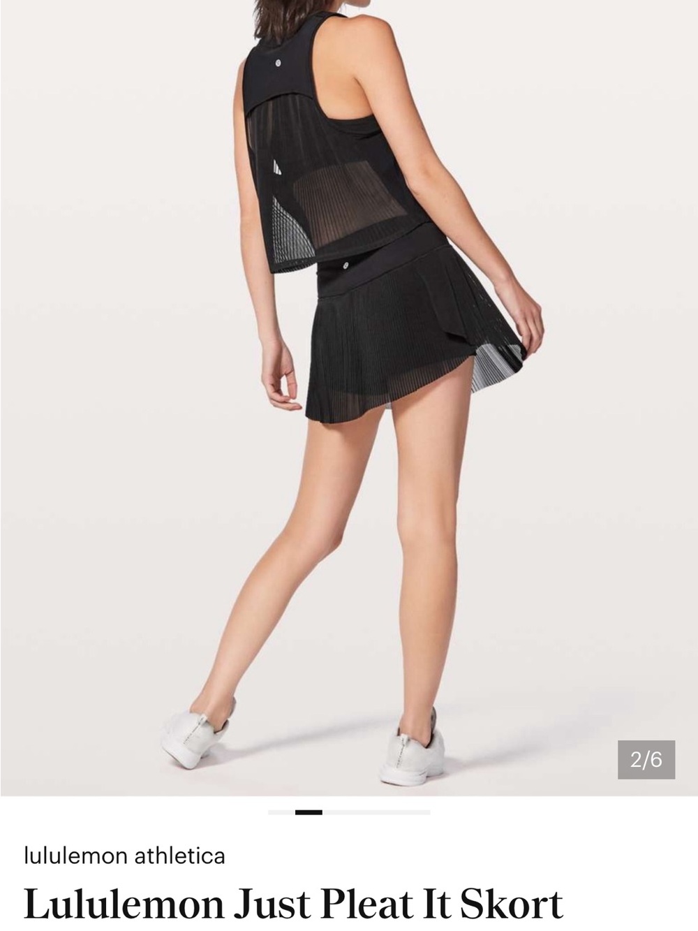 lululemon athletica Sz 8 Just Pleat it Skirt Black Pleated Mesh Athletic Skort